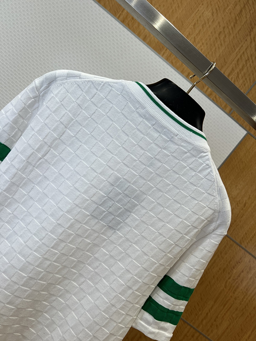 ルイヴィトンコピー LOUIS VUITTON チェック柄ニットのクルーネック半袖Tシャツ