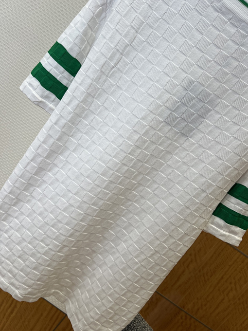 ルイヴィトンコピー LOUIS VUITTON チェック柄ニットのクルーネック半袖Tシャツ