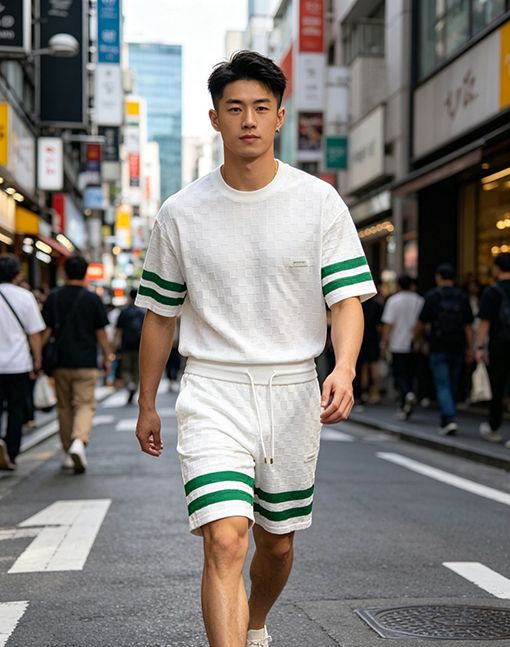 ルイヴィトン LOUIS VUITTON 文字バッジトリム付きチェック柄ジャカードニットショーツ