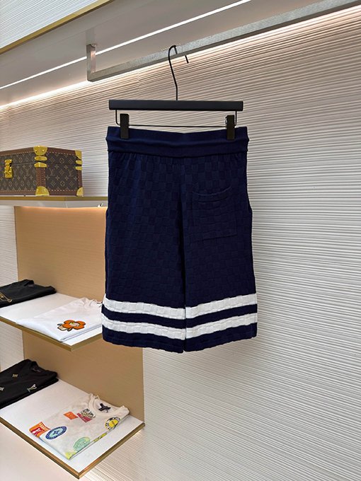ルイヴィトン LOUIS VUITTON 文字バッジトリム付きチェック柄ジャカードニットショーツ