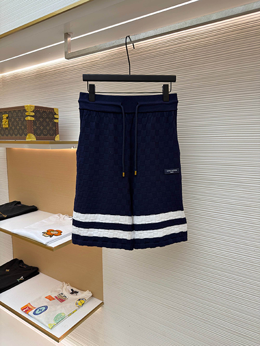 ルイヴィトン LOUIS VUITTON 文字バッジトリム付きチェック柄ジャカードニットショーツ