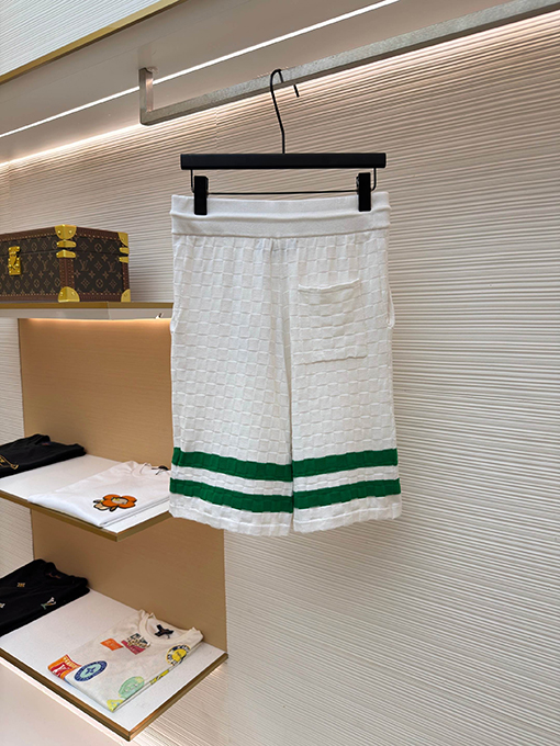 ルイヴィトン LOUIS VUITTON 文字バッジトリム付きチェック柄ジャカードニットショーツ