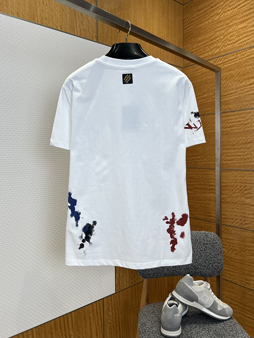ルイヴィトン カジュアルなインクスプラッタープリントの半袖Tシャツ