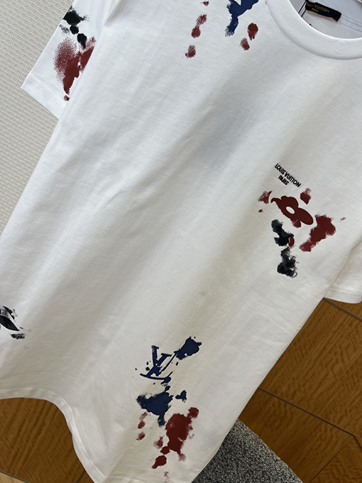 ルイヴィトン カジュアルなインクスプラッタープリントの半袖Tシャツ