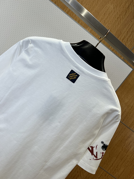 ルイヴィトン カジュアルなインクスプラッタープリントの半袖Tシャツ