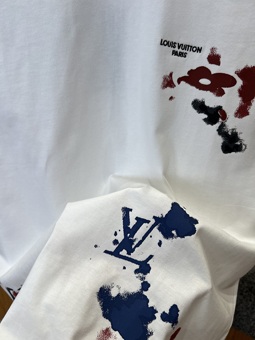 ルイヴィトン カジュアルなインクスプラッタープリントの半袖Tシャツ