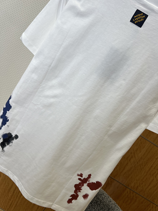 ルイヴィトン カジュアルなインクスプラッタープリントの半袖Tシャツ