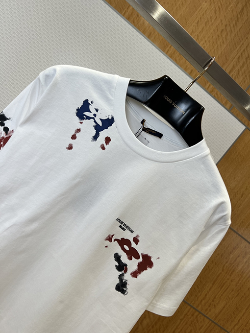 ルイヴィトン カジュアルなインクスプラッタープリントの半袖Tシャツ