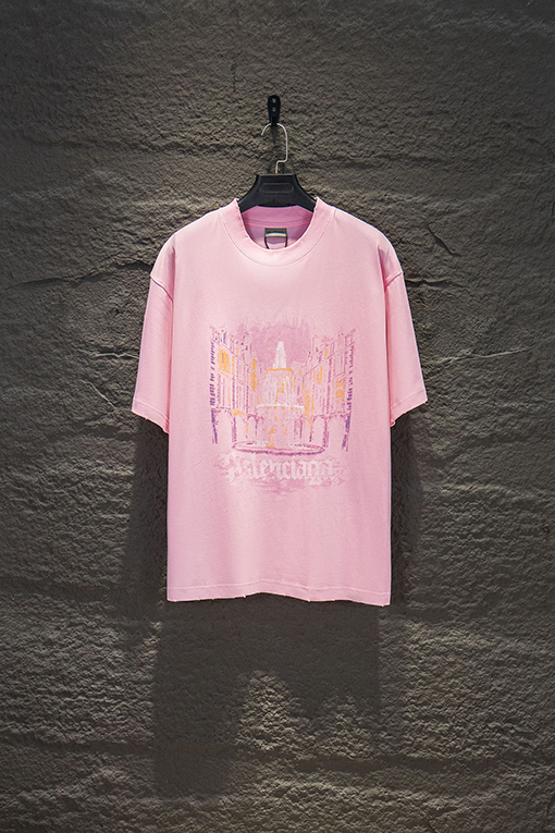 バレンシアガ BALENCIAGA クラシックな白インクのダイレクトプリント半袖Tシャツ