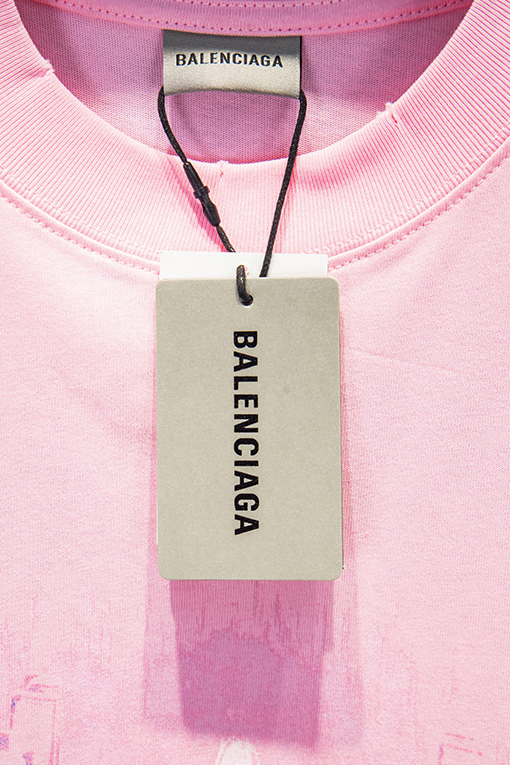 バレンシアガ BALENCIAGA クラシックな白インクのダイレクトプリント半袖Tシャツ