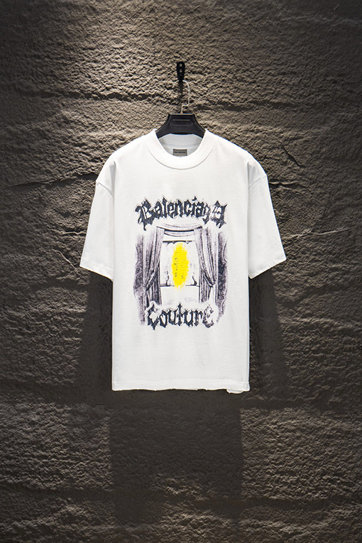 バレンシアガコピー BALENCIAGA ファッションな白インク直刷り半袖Tシャツ