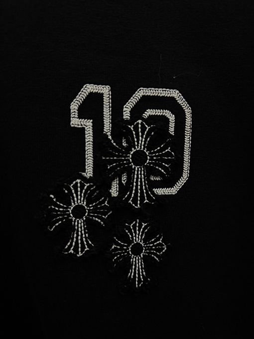 クロムハーツ アップリケクロスステッチスリーブ半袖Tシャツ