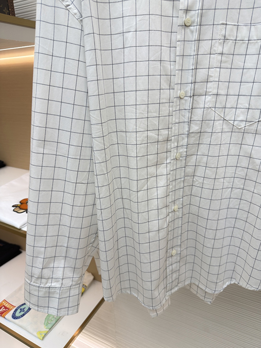 アクネストゥディオズ Acne Studios 白と黒のストライプ柄チェック柄レター入りカジュアルボタンダウン長袖シャツ