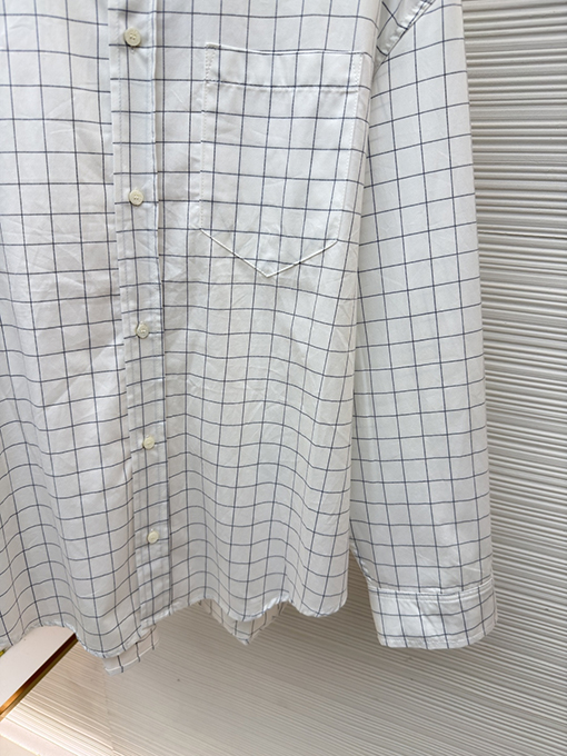 アクネストゥディオズ Acne Studios 白と黒のストライプ柄チェック柄レター入りカジュアルボタンダウン長袖シャツ