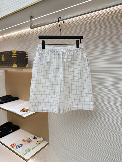 アクネストゥディオズコピー Acne Studios 白と黒のストライプ柄、チェック柄、文字入りストレートレッグカジュアルショーツ