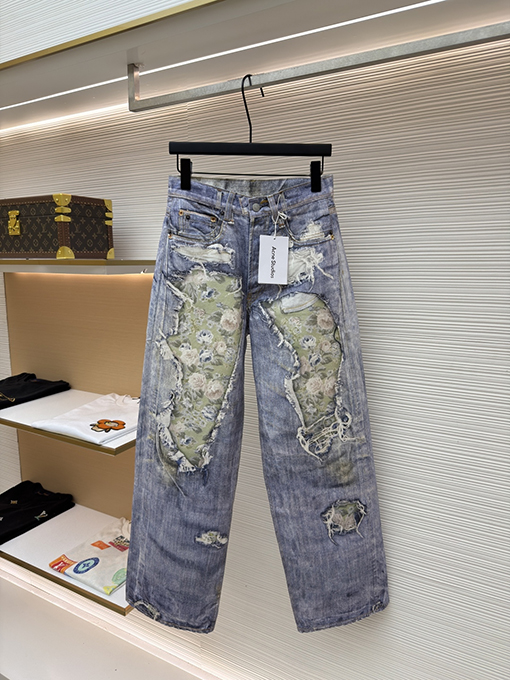 アクネストゥディオズ 夏のカプセルコレクションローズフローラルイリュージョンプリントゆったりワイドレッグジーンズ