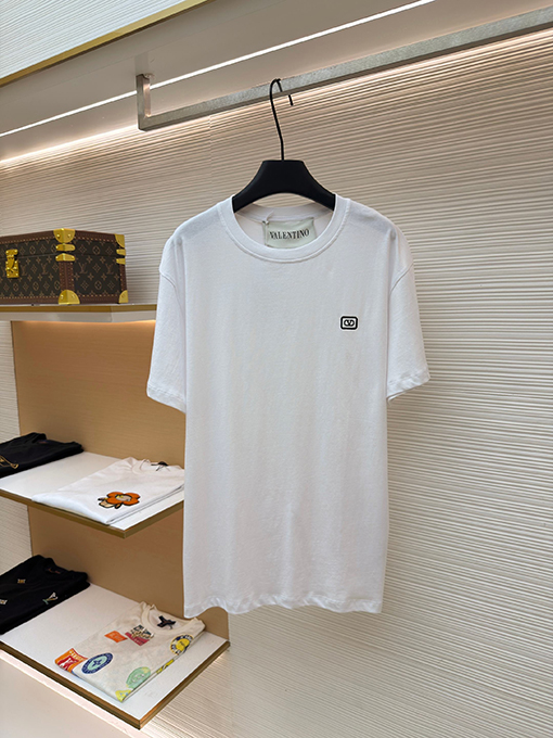 ヴァレンティノコピー 刺繍ロゴ入り半袖Tシャツ