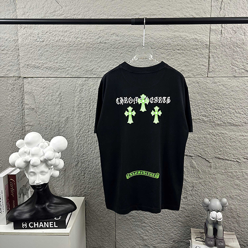 クロムハーツ クラシックなダメージヴィンテージスタイルの3D厚シリコン半袖Tシャツ