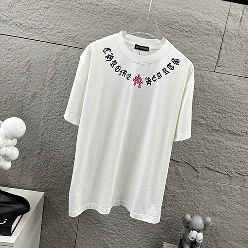 クロムハーツ クラシックなダメージヴィンテージスタイルの3D厚シリコン半袖Tシャツ