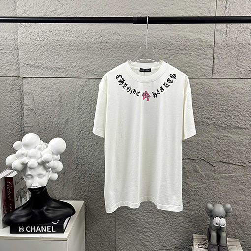 クロムハーツ クラシックなダメージヴィンテージスタイルの3D厚シリコン半袖Tシャツ