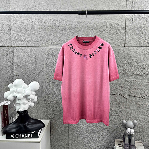 クロムハーツ クラシックなダメージヴィンテージスタイルの3D厚シリコン半袖Tシャツ