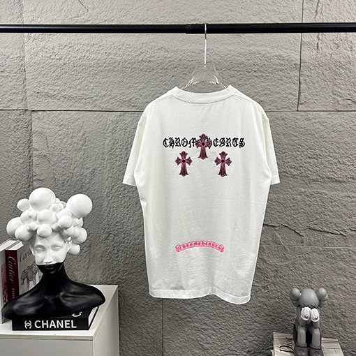 クロムハーツ クラシックなダメージヴィンテージスタイルの3D厚シリコン半袖Tシャツ