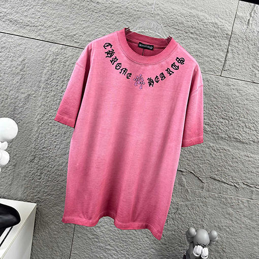 クロムハーツ クラシックなダメージヴィンテージスタイルの3D厚シリコン半袖Tシャツ