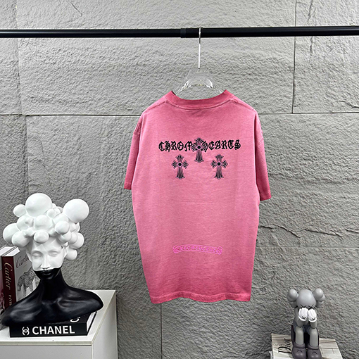 クロムハーツ クラシックなダメージヴィンテージスタイルの3D厚シリコン半袖Tシャツ