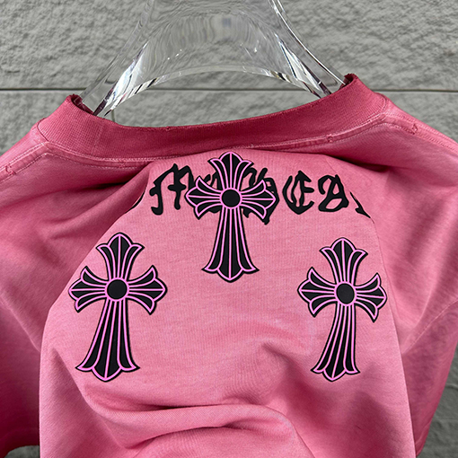 クロムハーツ クラシックなダメージヴィンテージスタイルの3D厚シリコン半袖Tシャツ