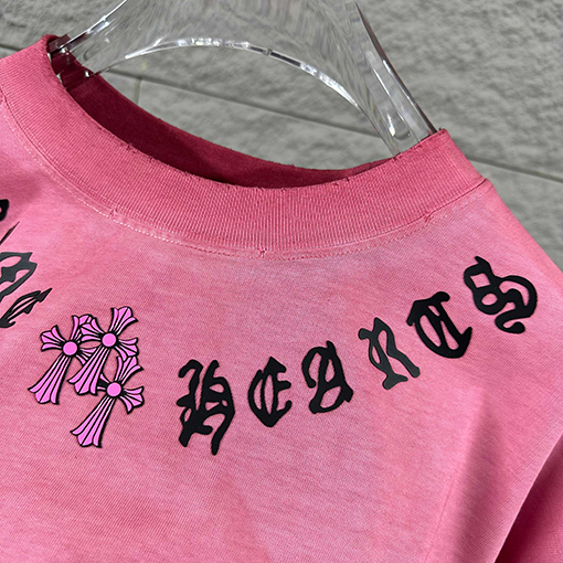 クロムハーツ クラシックなダメージヴィンテージスタイルの3D厚シリコン半袖Tシャツ