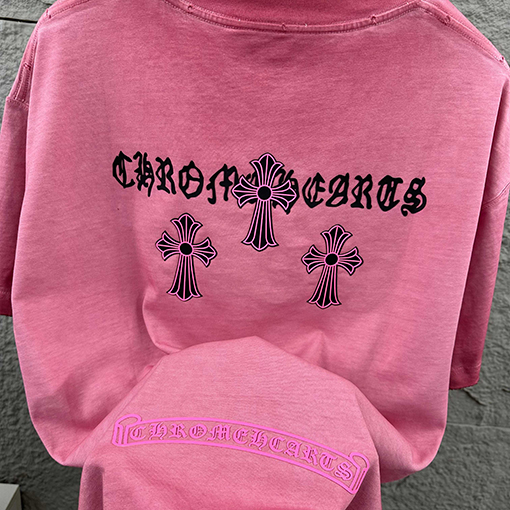 クロムハーツ クラシックなダメージヴィンテージスタイルの3D厚シリコン半袖Tシャツ