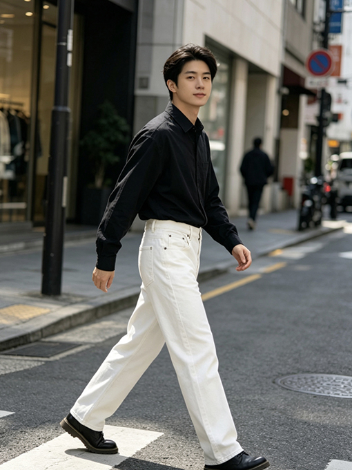 プラダコピー 無地のレザーパッチ付きパンツ