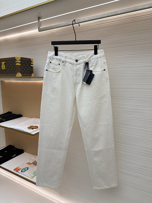 プラダコピー 無地のレザーパッチ付きパンツ
