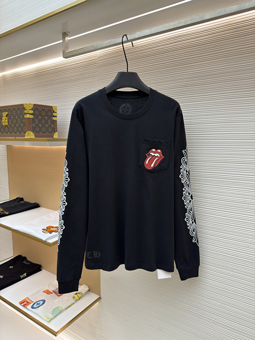 クロムハーツ 麒麟の舌なめずりプリント刺繍入り長袖シャツ