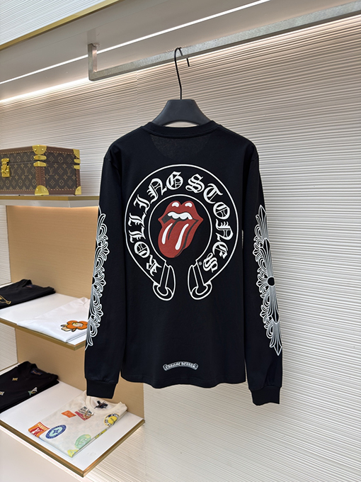 クロムハーツ 麒麟の舌なめずりプリント刺繍入り長袖シャツ