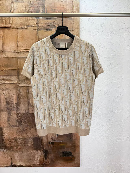 ディオールスーパーコピー Oblique モノグラムジャカードニット半袖Tシャツ