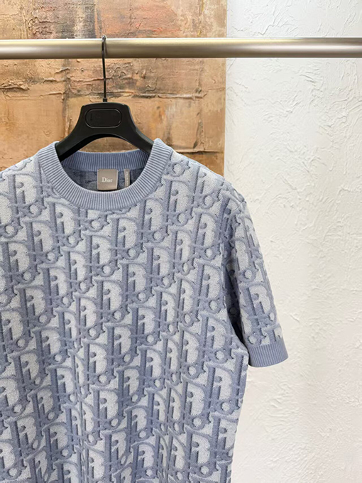 ディオールスーパーコピー Oblique モノグラムジャカードニット半袖Tシャツ