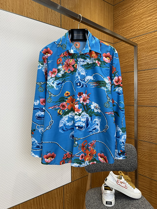 グッチ オーシャンフローラルプリントの長袖シャツ