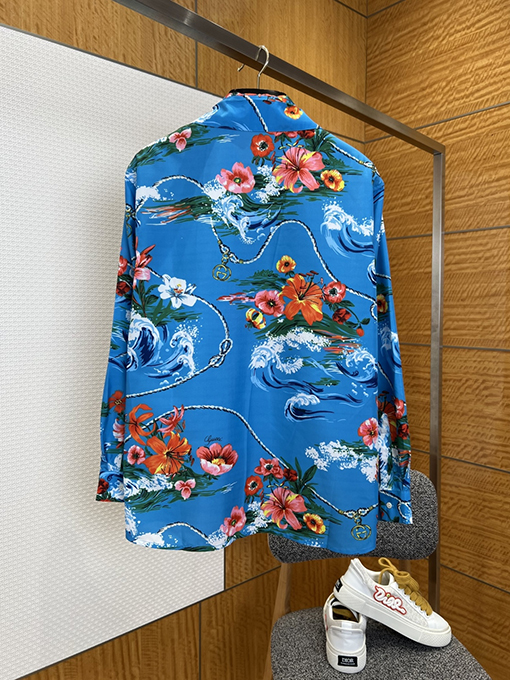 グッチ オーシャンフローラルプリントの長袖シャツ