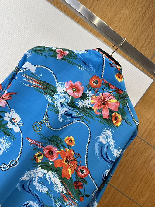 グッチ オーシャンフローラルプリントの長袖シャツ