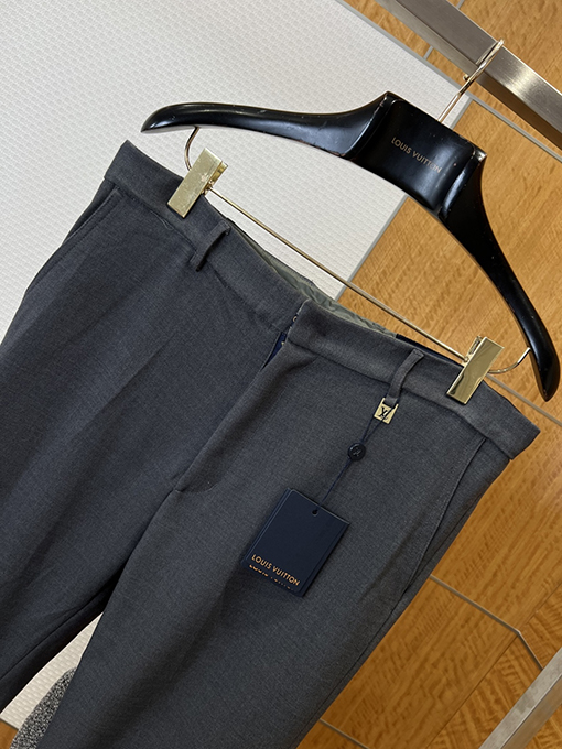 ルイヴィトンスーパーコピー 高品質なグレーのフレアビジネスカジュアルパンツ