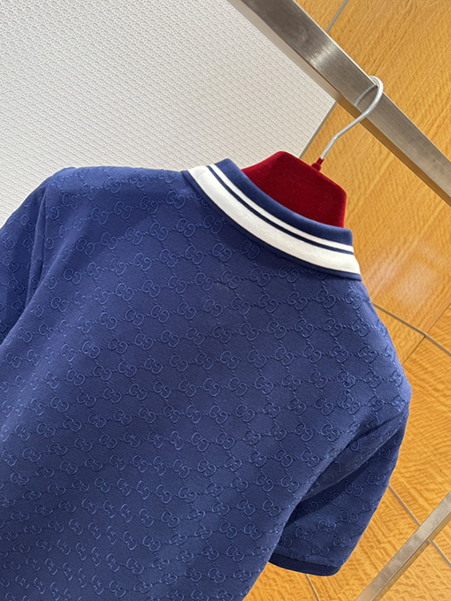グッチコピー 全面ジャカードストレッチコットン半袖ポロシャツ