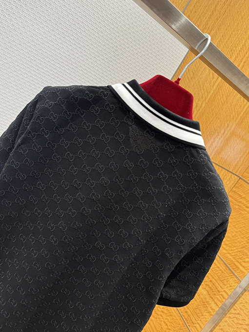 グッチコピー 全面ジャカードストレッチコットン半袖ポロシャツ