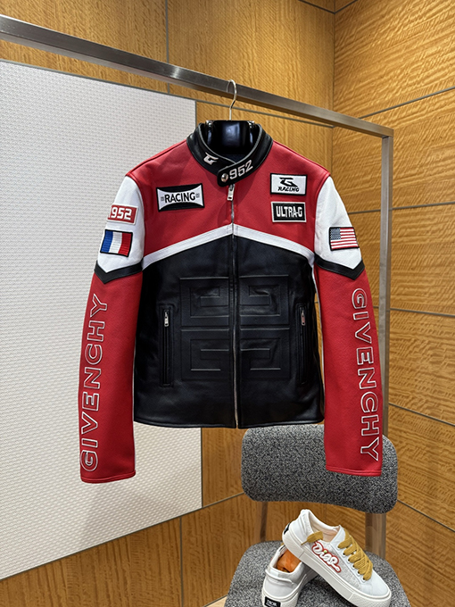 ジバンシィ GIVENCHY カラーブロックのレザーレーシングスーツ