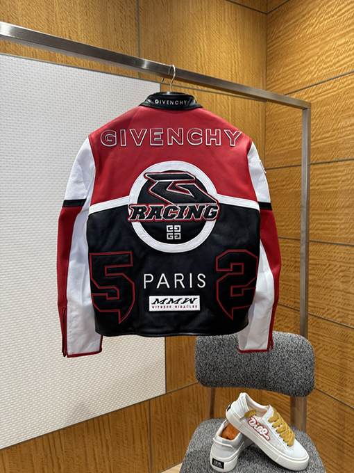 ジバンシィ GIVENCHY カラーブロックのレザーレーシングスーツ