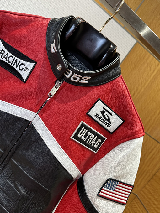 ジバンシィ GIVENCHY カラーブロックのレザーレーシングスーツ