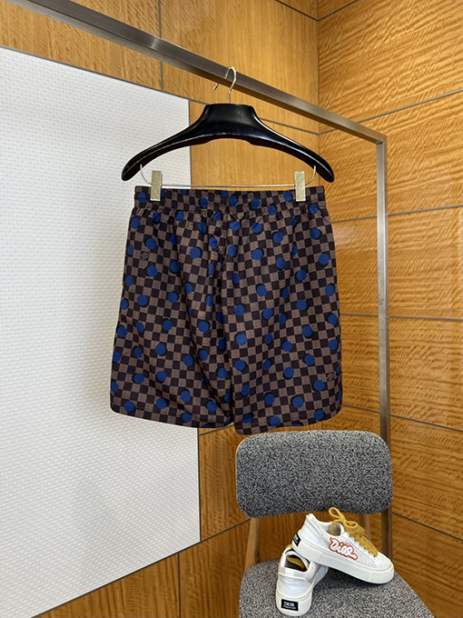 ルイヴィトンスーパーコピー ファッションなチェック柄ドットプリントの半袖シャツとショートパンツのセット