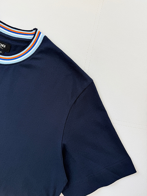 フェンディスーパーコピー カラフルなリブ編み刺繍入り半袖Tシャツ