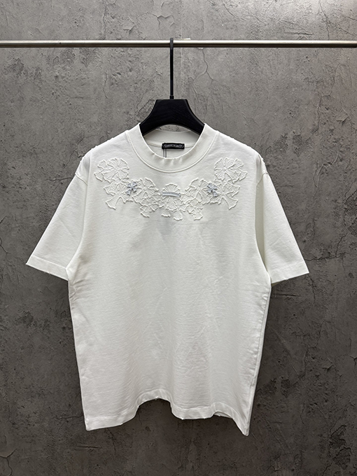 クロムハーツスーパーコピー 4層アップリケクロスステッチ半袖Tシャツ