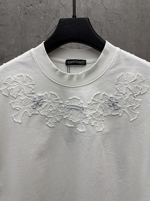 クロムハーツスーパーコピー 4層アップリケクロスステッチ半袖Tシャツ
